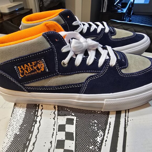 VANS SKATE HALF CAB SKATEBOARD SHOE - SMOKE / NAVY [VN0A5FCDY041] MENS 10 NEW - Picture 3 of 13
